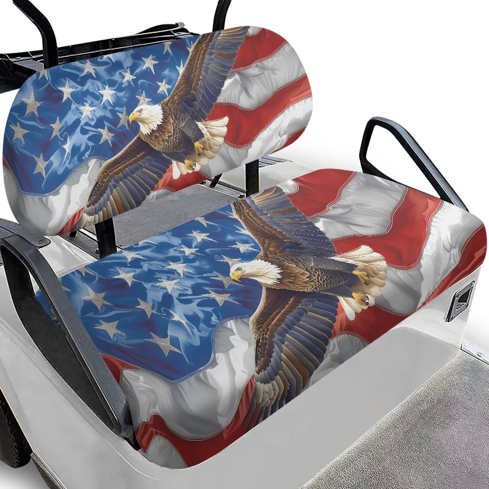 Pzuqiu Turtle Print Golf Cart Seat Covers Stretchable Universal Golf Cart Seat Blanket USA Flag for Club Car Precedent and Most Original Front Seat Comfortable Breathable Easy to Install