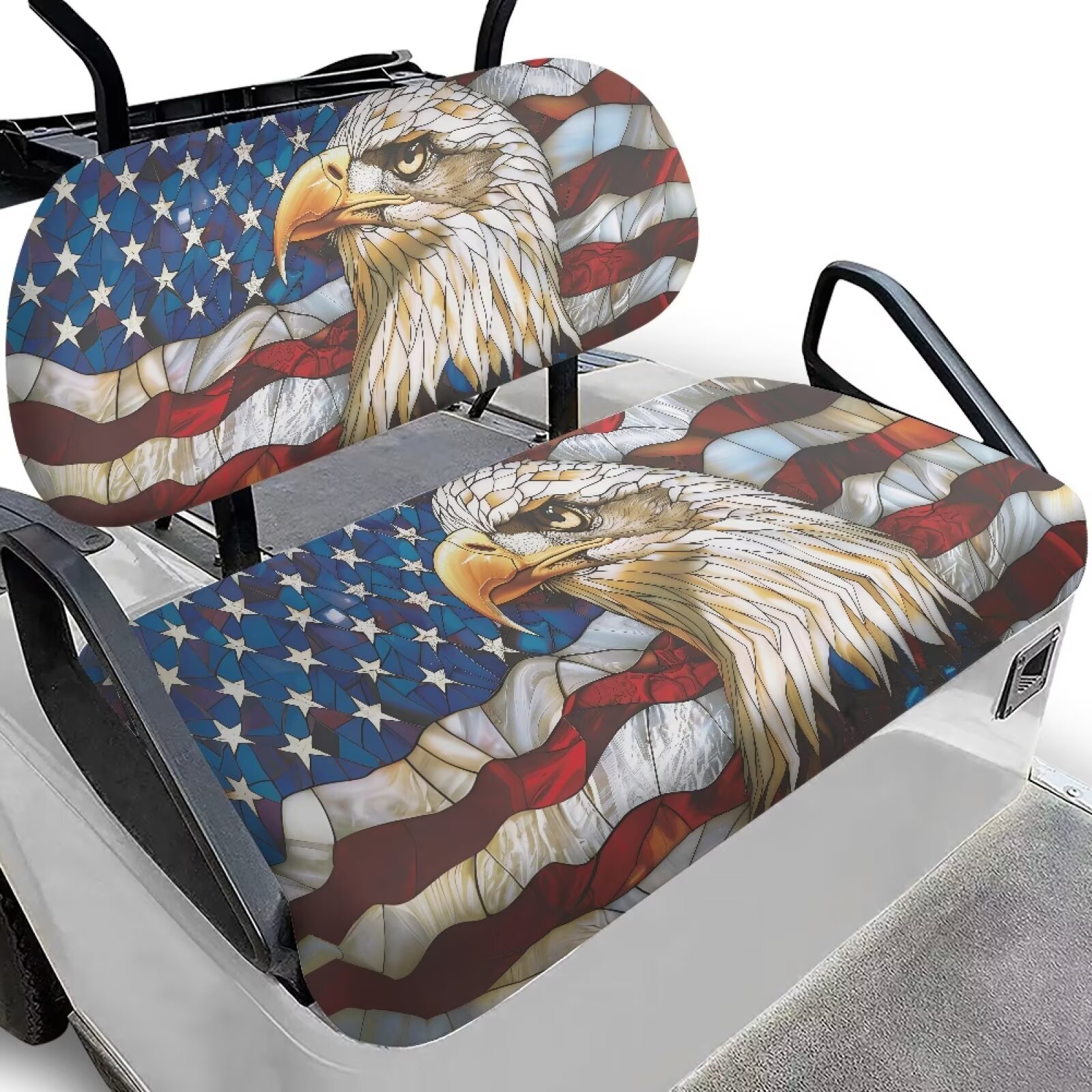 Pzuqiu Turtle Print Golf Cart Seat Covers Stretchable Universal Golf Cart Seat Blanket USA Flag for Club Car Precedent and Most Original Front Seat Comfortable Breathable Easy to Install