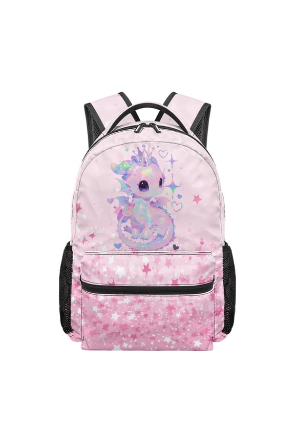 UK Star Dragon Practical School Backpack, Top Loop Polyester School Bag, Side Pockets Student Backpack for Hiking