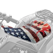 Pzuqiu US Flag ATV Seat Protector, Easy-Clean Polyester Fabric Motorcycle Cushion Pad for Kawasaki Can-Am Sportsman, Stretchable ATV Seat Cushion Protector