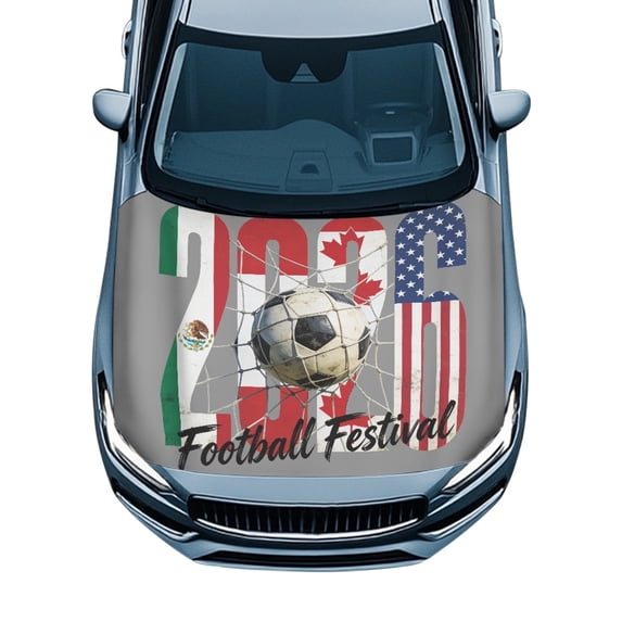 Pzuqiu USA 250th Anniversary Print Car Hood Cover for Van Trucks SUV, Decor Stretch Fabric Sunproof Car Hood Cover Protector