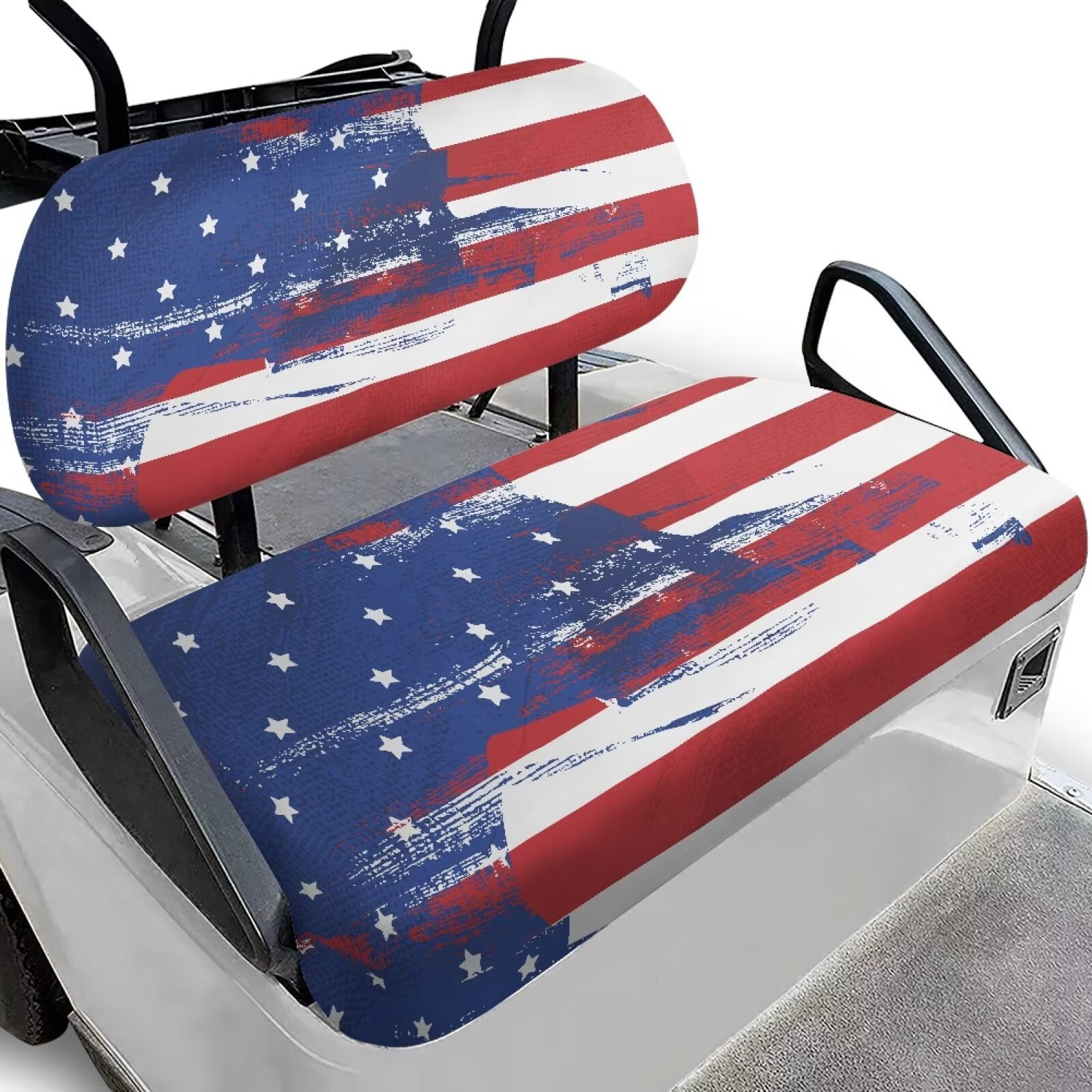 Pzuqiu Universal EZGO TXT Golf Cart Seat Covers Travel Sports Golf Cart Accessories Soft and Comfortable Keep Cool in Summer for 2-Person Seats Club Car, American Flag