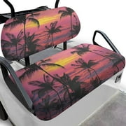 Pzuqiu Universal Sunset Palm Tree Golf Cart Seat Covers Easy to Clean Portable Club Car Seat Cover Golf Cart Accessories Protective Cushion for All Club Cars More 2 Passenger Cart