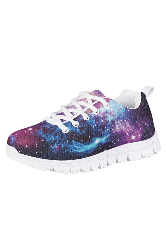 Universe Galaxy Big Kids Tennis Shoes Girls Size 3 Lightweight Athletic Walking Shoes Lace Up Running Sneakers