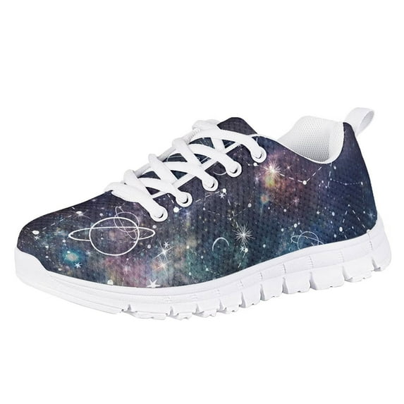 Pzuqiu Universe Galaxy Girls Running Shoes Size 11 Little Kid Lightweight Casual Tennis Shoes Breathable Comfortable Child Sneakers