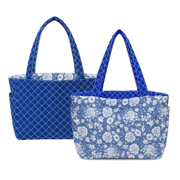 Pzuqiu Vintage Flower Large Capacity Quilted Tote Bag for Women, Lightweight Soft Puffer Tote Carryall Handbag for Office Commuting Daily Errands Casual Use