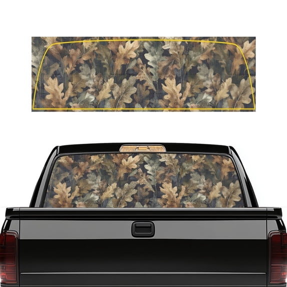 Pzuqiu Vintage Oak Leaves Print Automotive Back Window Decals 66.9 x 22.4 Inches, Vinyl Wrap with Waterproof and UV Protection for Most Pickup Trucks