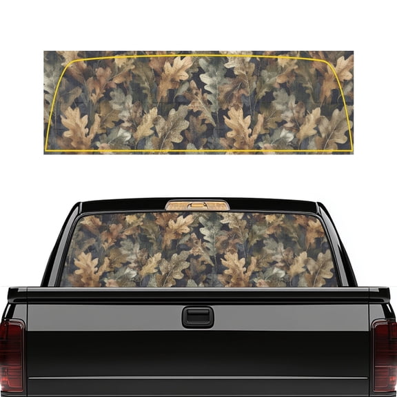 Pzuqiu Vintage Oak Leaves Print Automotive Back Window Decals 66.9 x 22.4 Inches, Vinyl Wrap with Waterproof and UV Protection for Most Pickup Trucks