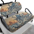 thumbnail image 1 of Pzuqiu Vintage Octopus & Ocean Wave Golf Cart Seat Cover Set - 2-Piece Stretch-Fit Protector | Breathable, Washable, All-Weather Golf Cart Accessory, 1 of 10