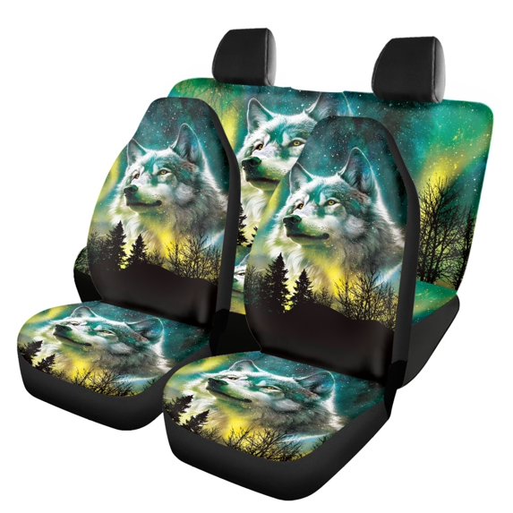 Pzuqiu Wolf Car Seat Covers Full Set Non-Slip, for Car Seats Sedan Seats Automotive Seats Suitable for Cars Trucks