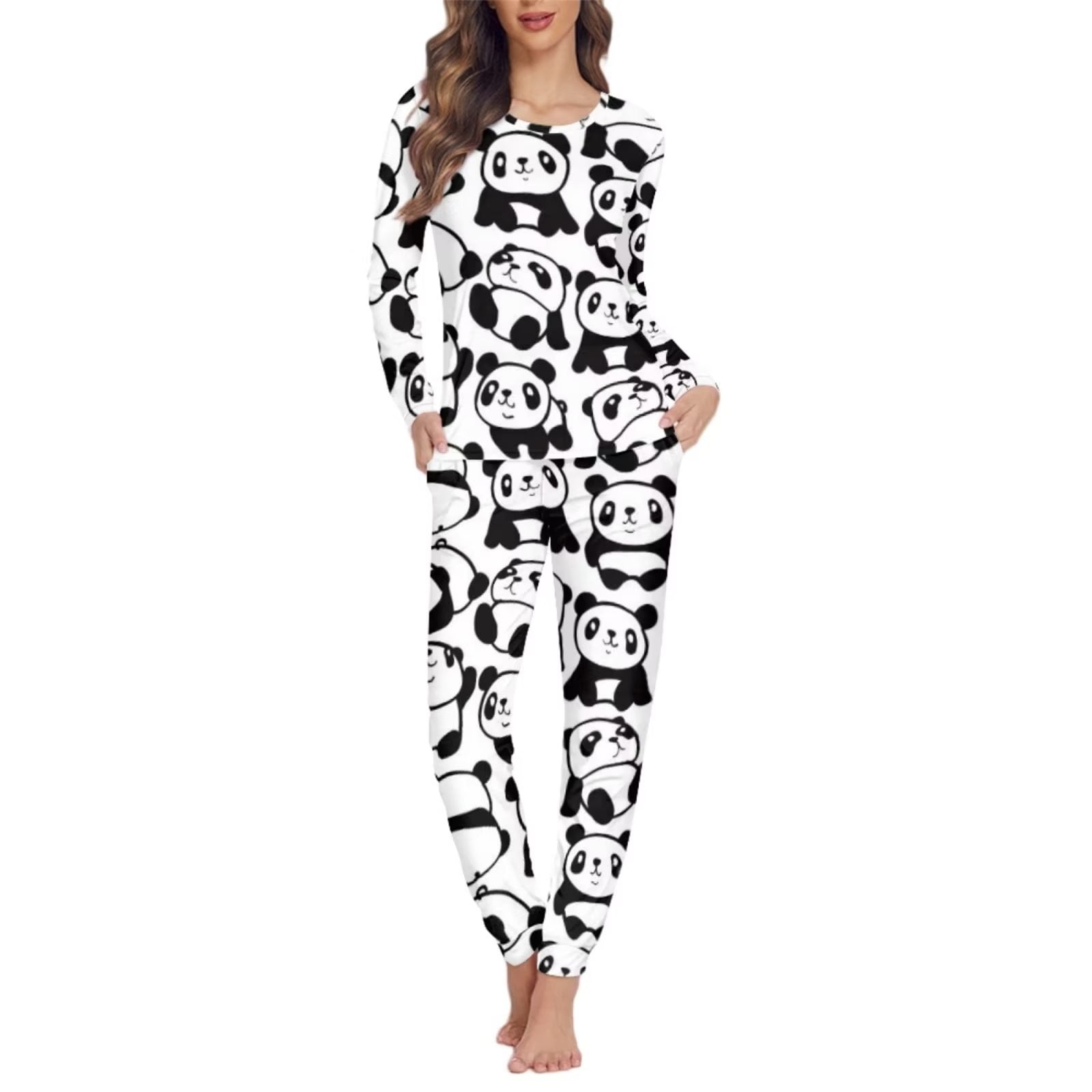 New Autumn Winter Trendy Pajamas Giraffe Printing Women Pijamas