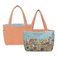 thumbnail image 1 of Pzuqiu Women's Large Quilted Tote Bags, Floral Embroidered & Solid Reversible Lightweight Orange Shoulder Handbags for Work, Shopping, Travel, College, Everyday Use, 1 of 7