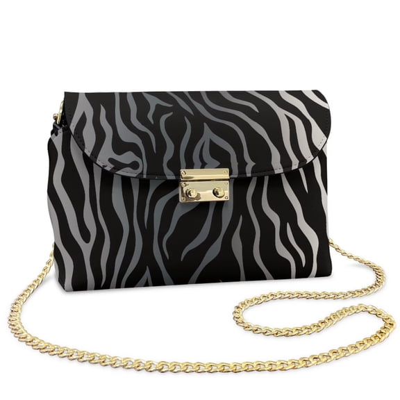 Pzuqiu Zebra Print Leather Crossbody Bag with Chain Strap Versatile Quilted Leather Crossbody Bags for Women Craftsmanship Functional Vintage for Teen Girls-Women