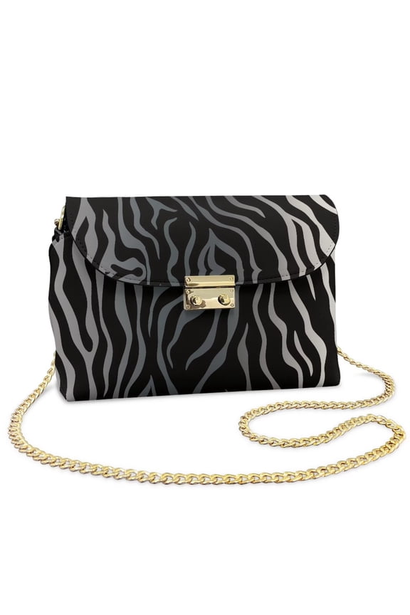 Zebra Print Leather Crossbody Bag with Chain Strap Versatile Quilted Leather Crossbody Bags for Women Craftsmanship Functional Vintage for Teen Girls-Women