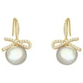Pzvpluy Fashion Earrings Ribbon Bow Crystal Rhinestones Pearl Earrings