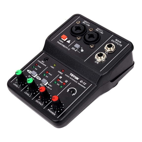 Q-12 Professional Sound Mixer with Monitor Electric Guitar Live Broadcast Recording for Studio Singing Computer PC ,Easy to Operate