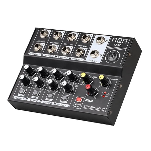 Q-48 8-Channel Professional Portable Mixer Sound Mixing Table Rechargeable For Electric Guitar Computer DJ ,Easy to Operate