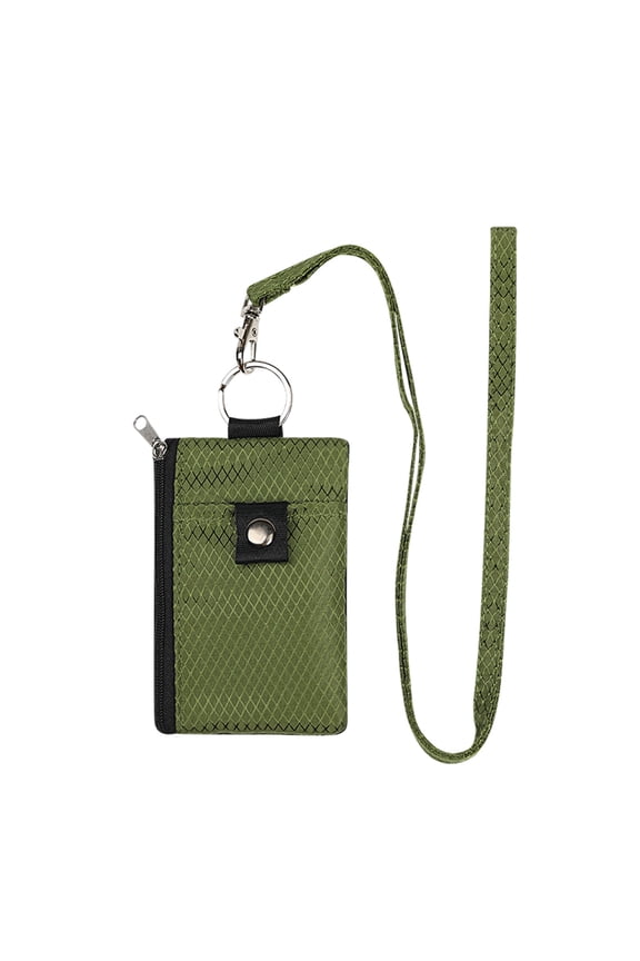 Q-67 Army Green Rfid Card Key Chain Wallet Portable For Travel #v963T