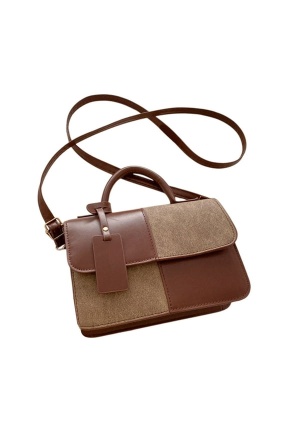 Q-727 Brown Small Square Crossbody Bag Adjustable Shoulder Strap Handbag For Women Lightweight Purse With Hidden Pockets For Phone Wallet Keys Everyday Essential Compact 230G