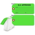 thumbnail image 1 of Q.A. APPROVED Cardstock Tags, Fluorescent Green, 3" x 6.25" - Dispenser Box of 100 Tags, 1 of 1