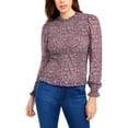 thumbnail image 1 of Q & A Women's Smocked Printed Top Purple Size Small, 1 of 2