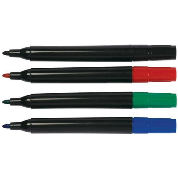Q CONNECT - Bullet Tip Flipchart Marker Pens - Pack of 4 Assorted Colours