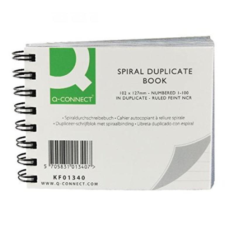 Q Connect A4 Wiro Bound Carbonless Duplicate Book - 100 Sets, Perforated Pages, With Index Card