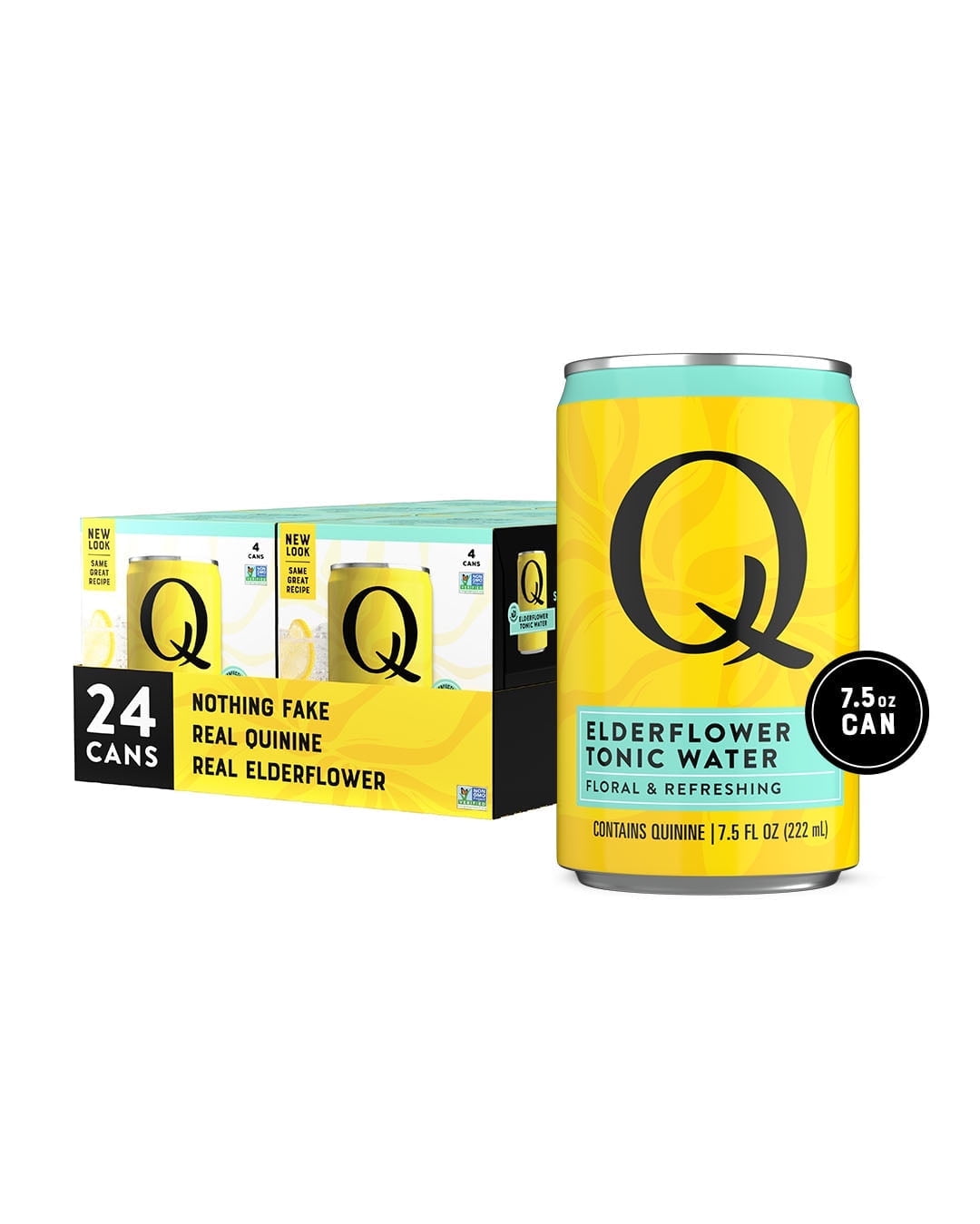 Q Drinks - Elderflower Tonic Water Can 24pk - 7.5 fl oz per can - Premium Tonic for Cocktails and Mocktails