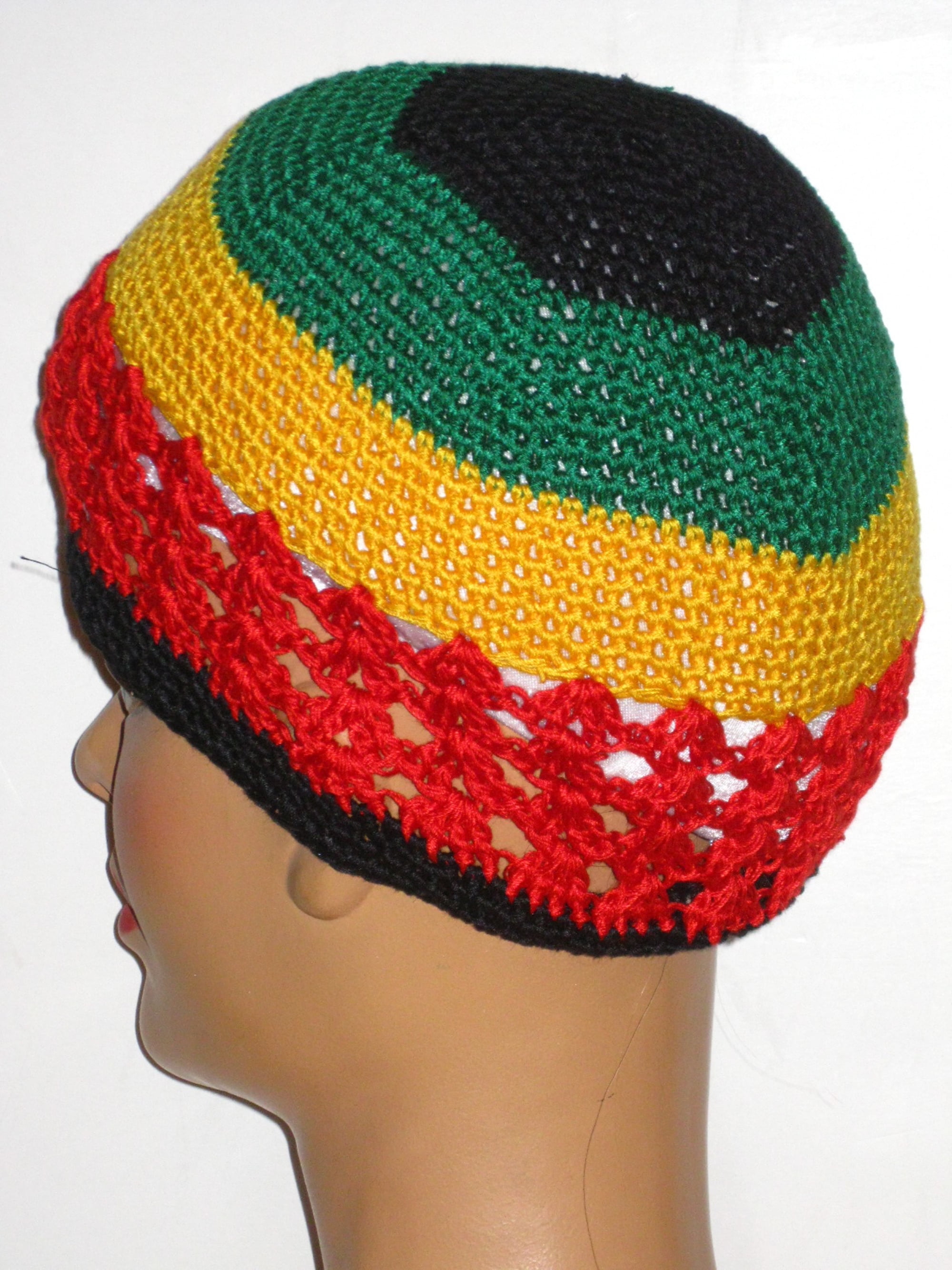 Q-Fitt Adult Unisex Fish Net Jamaican Knit Kufi Cap Hat - 1 Pc