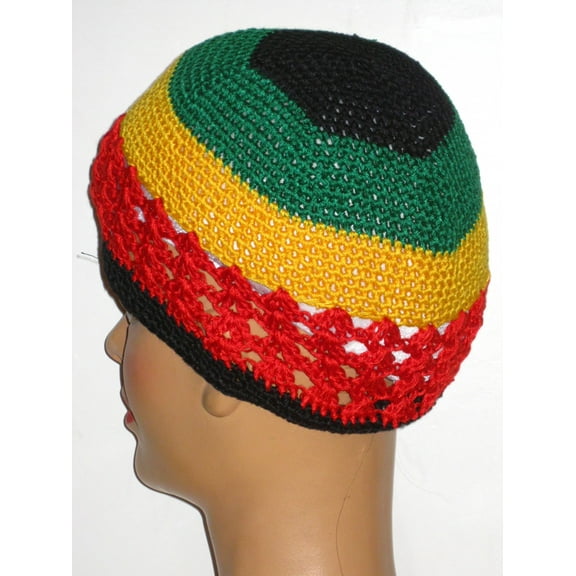 Q-Fitt Adult Unisex Fish Net Jamaican Knit Kufi Cap Hat - 1 Pc.