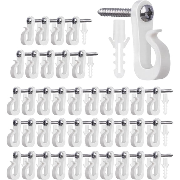 Q Hanger Hooks for Outdoor String Lights: Screw-in Christmas Hooks,40Pcs Waterproof Light Hooks for Hanging Fairy and Patio Lights (White)