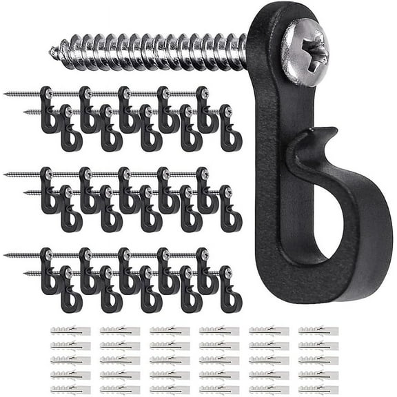 Q Hanger Hooks for String Lights, Christmas with Screw Indoor Outdoor Light Hooks Clips for Hanging Fairy Lights Patio Light, 15 Pack