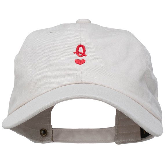 Q Heart Symbol Embroidered Washed Cap - Beige OSFM