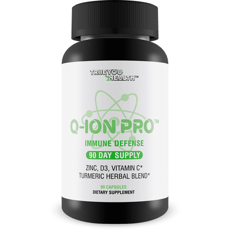 Q-Ion Pro - Immune Defense Formula - 90 Day Supply - Natural Immune Support Supplement - Promote Healthy Immune Response & Immune System - High in Antioxidants - Vitamin C, Vitamin D3, Zinc, Turmeric