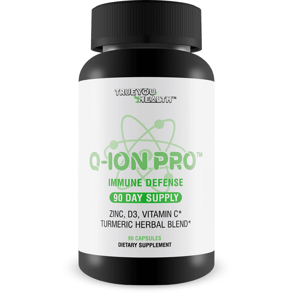 Q-Ion Pro - Immune Defense Formula - 90 Day Supply - Natural Immune Support Supplement - Promote Healthy Immune Response & Immune System - High in Antioxidants - Vitamin C, Vitamin D3, Zinc, Turmeric
