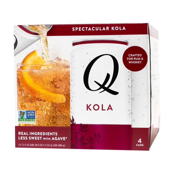 Q Mixers Spectacular Kola Cocktail Mixer, Less Sweet with Agave, 24 pack, 7.5 fl oz Cans – Stock-Up Single-Serve Mixer for Rum and Whiskey Drinks