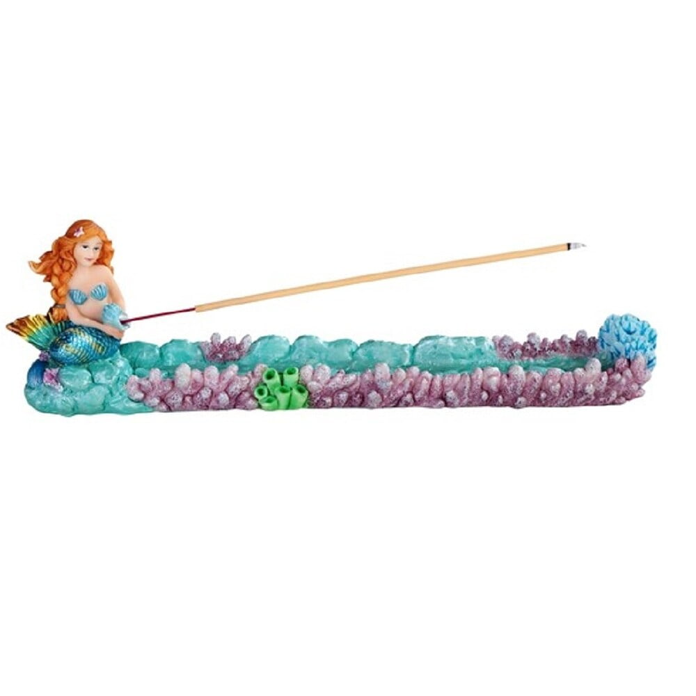 QMax 11.75"W Mermaid Incense Burner Sticks Holder Statue Fantasy