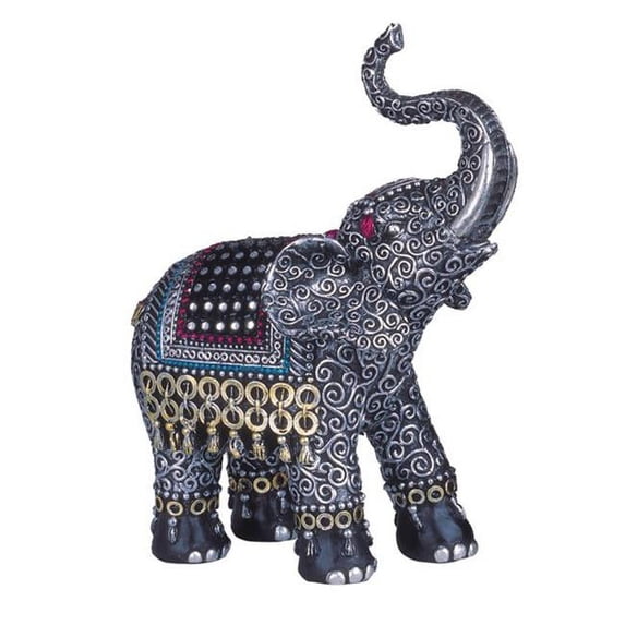 Q-Max 11GSC88051 6.5 in. Thai Elephant Statue, Silver