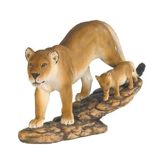 Q-Max GSC9954253 12 in. Lion with Cub Figurine, Brown