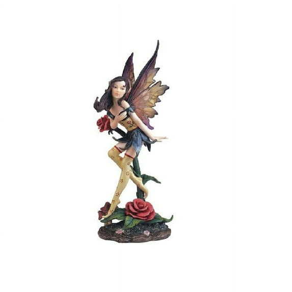 Q-Max GSC9991249 10 in. Fairy with Roses & Wings Statue Fantasy Decoration Figurine, Multi Color