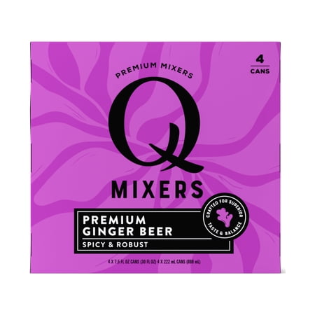 Q Mixers Ginger Beer, Premium Cocktail Mixer Made with Real Ingredients, 7.5 Fl Oz (Pack of 4)