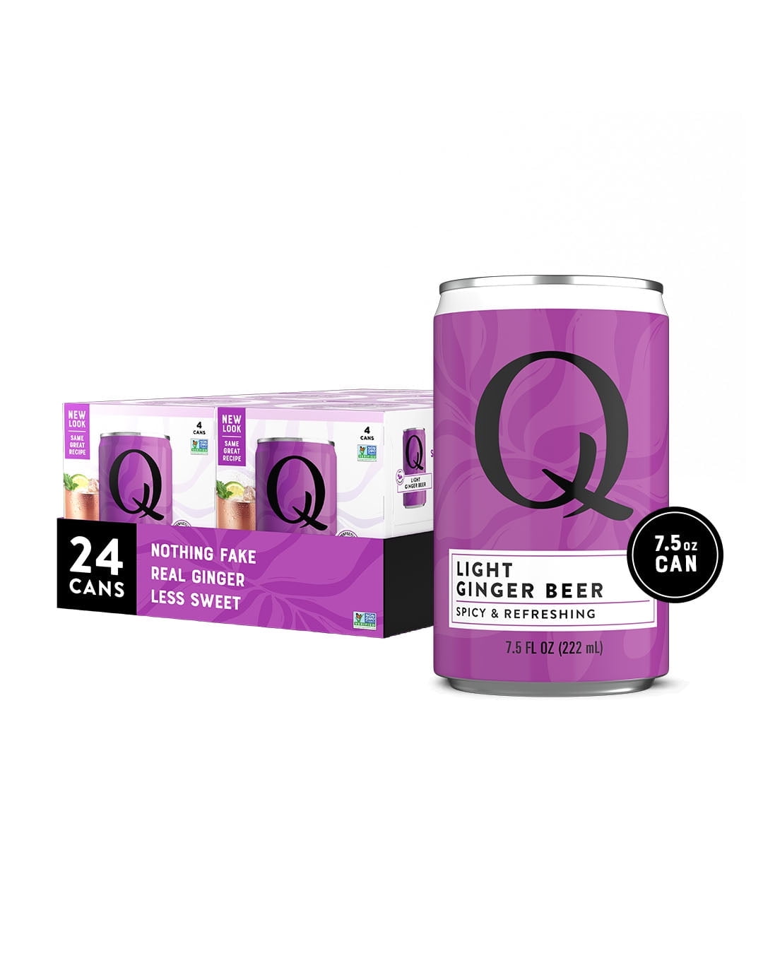 Q Mixers Light Ginger Beer, Premium Cocktail Mixer with Real Ingredients, 7.5 Fl oz (Pack of 24)