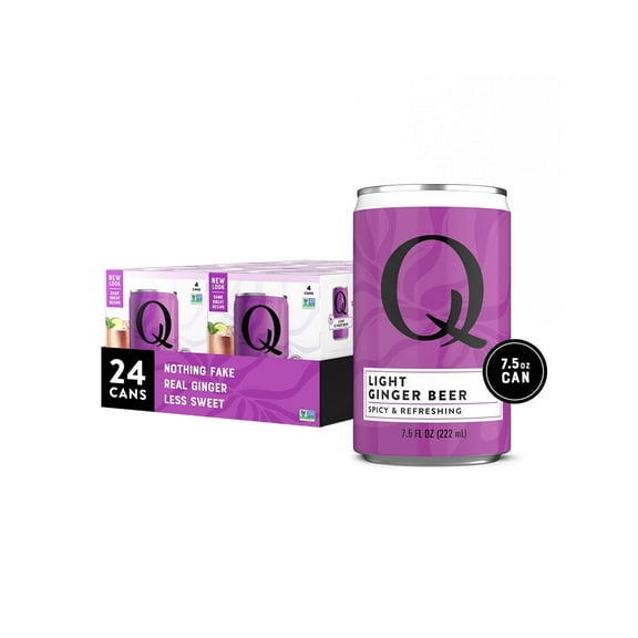 Q Mixers Light Ginger Beer, Premium Cocktail Mixer with Real Ingredients, 7.5 Fl oz (Pack of 24)