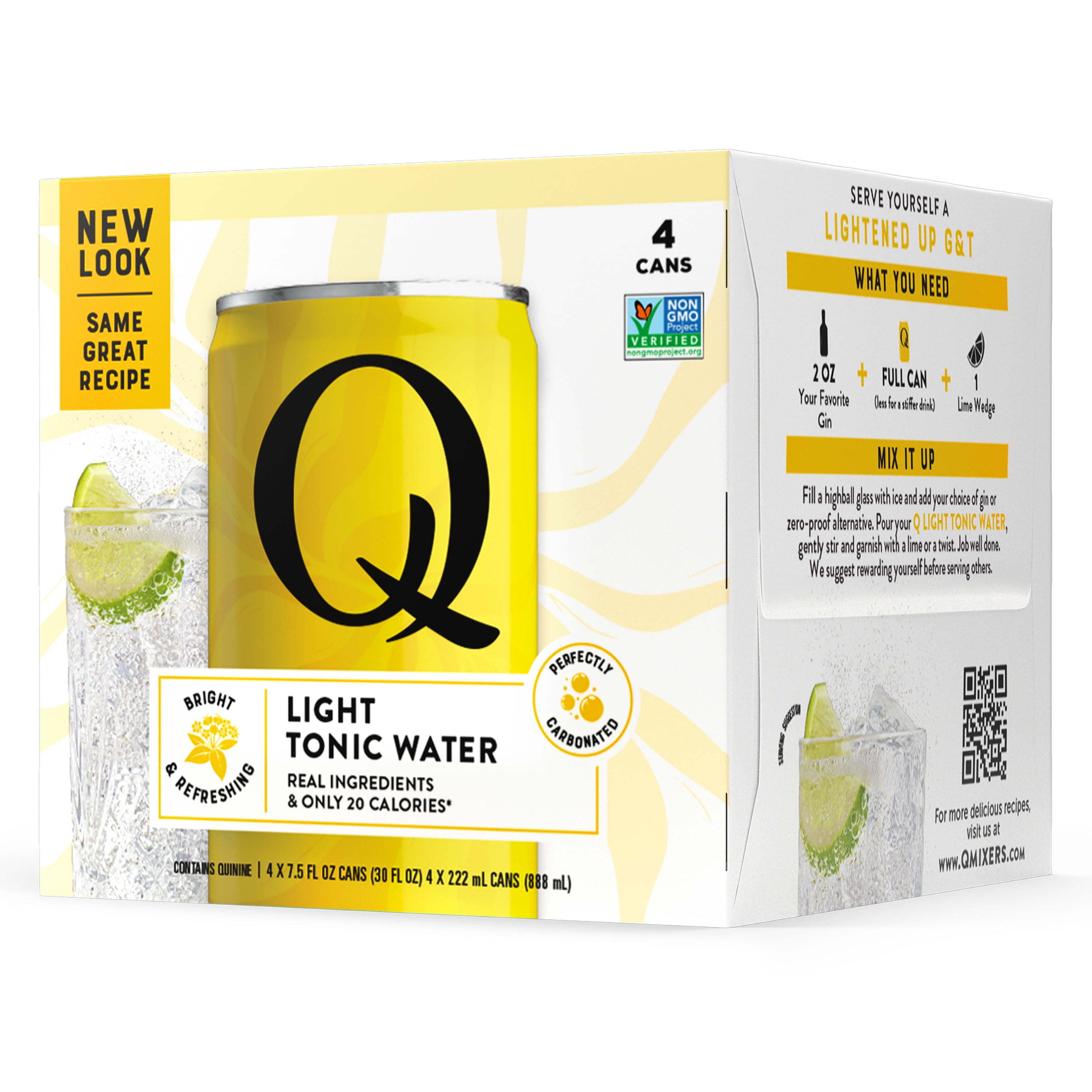 Q Mixers Light Tonic Water, Premium Cocktail Mixer Made with Real Ingredients, 7.5 Fl Oz (Pack of 4)
