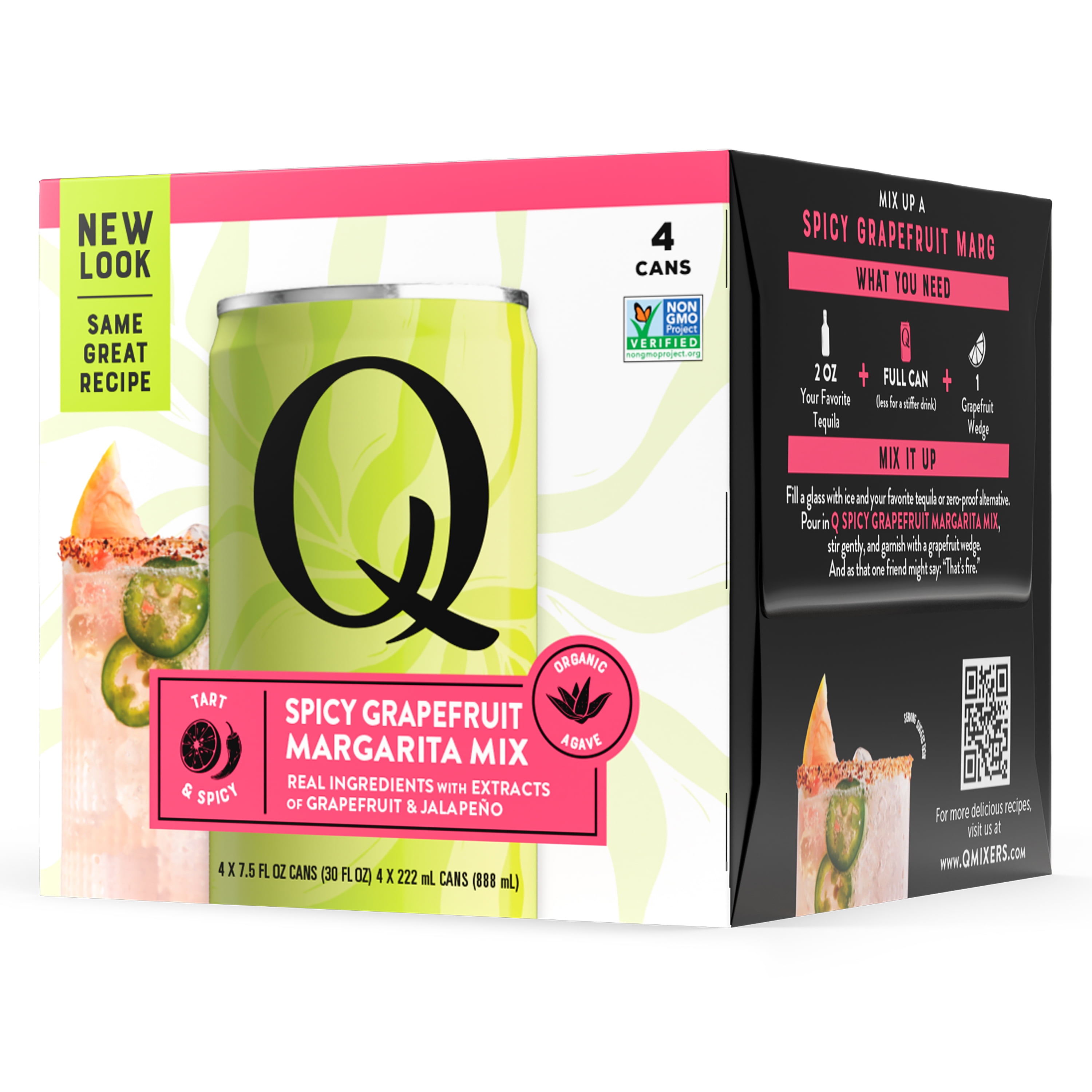 Q Mixers Spicy Grapefruit Margarita Mix, Premium Cocktail Mixer with Real Ingredients, 7.5 fl oz (Pack of 4)