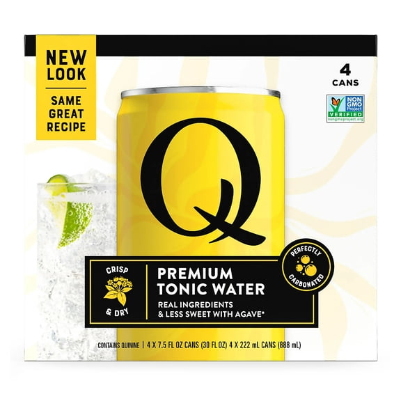 Q Mixers Tonic Water, Premium Cocktail Mixer with Real Ingredients, 7.5 Fl Oz (Pack 4)
