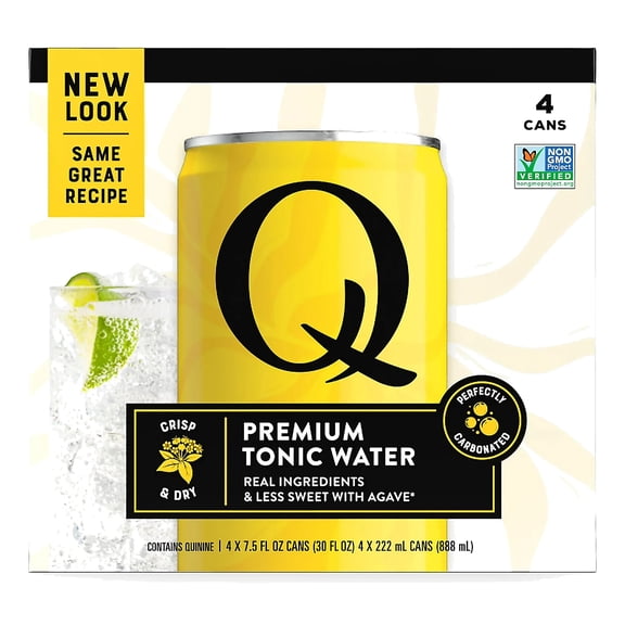 Q Mixers Tonic Water, Premium Cocktail Mixer with Real Ingredients, 7.5 Fl Oz (Pack 4)