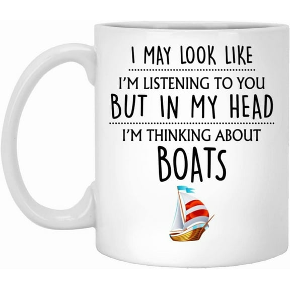 Q.PaddyShops Boat Mug, Boat Gift, Funny Boating Mug For Him, Men, Husband, Nautical Gifts For Boaters, Sailors, Boat Lover, Boat Owner Gifts 11oz