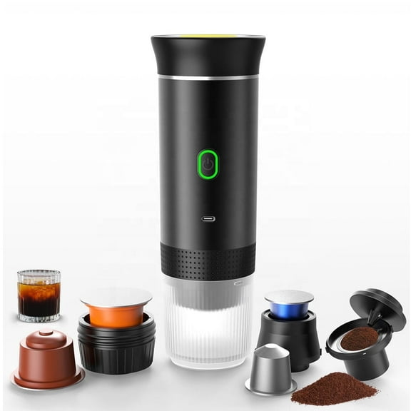 Q 3 in1 Portable Espresso Machine,Mini Travel Coffee Maker Rechargeable USB C Port,20Bar Self-Heating Ground&Capsule with Small Tea Cup for Car,Office,Camping,RV