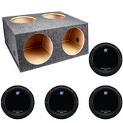 Q Power 4 Hole 12" Sealed Divided Subwoofer Box & 12" 1800W Subwoofer 4 Pack